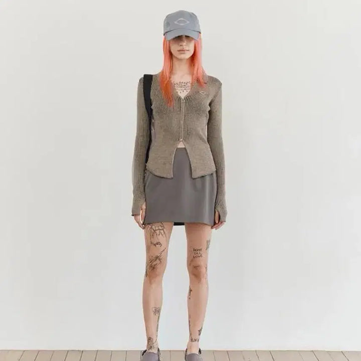 [BUNJANG] MSCHIEF Knitted Two-Tone Zip-Up Cardigan / 미스치프 MSCHIEF 니티드 투톤 집업 가디건