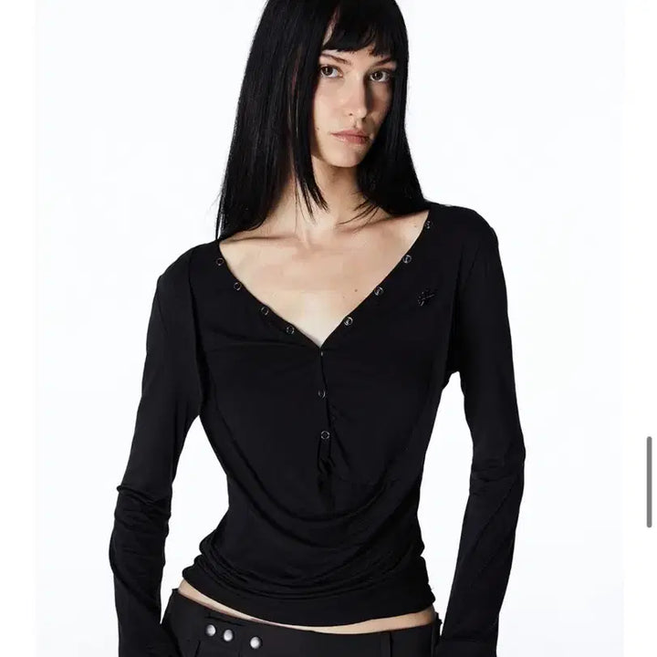 [BUNJANG] 2000 Archives Drape Henley Neck Top / 2000아카이브스 드레이프 헨리넥 탑