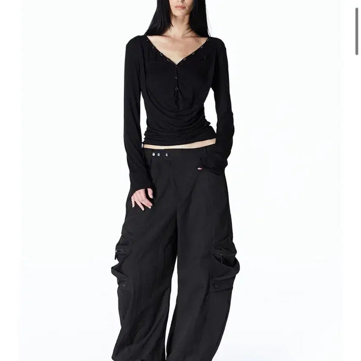 [BUNJANG] 2000 Archives Drape Henley Neck Top / 2000아카이브스 드레이프 헨리넥 탑