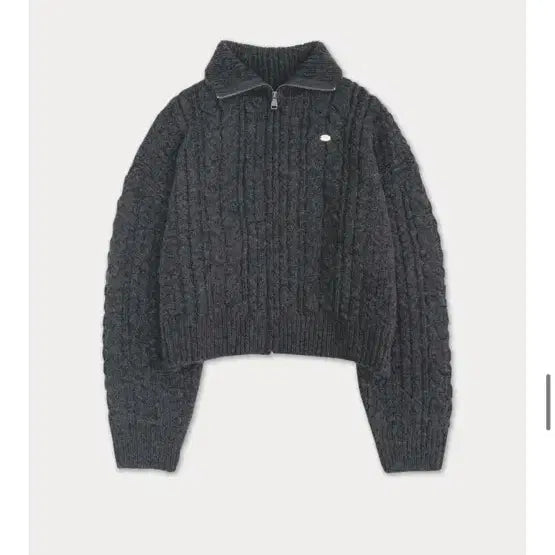 [BUNJANG] Somewhere Buttter Cable Knit Zip-up Charcoal / [썸웨어버터] 케이블 니트 집업 차콜