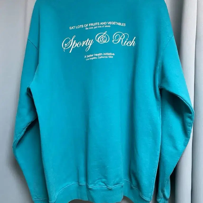 [BUNJANG] Sporty &amp; Rich Teal Sweatshirt / Sporty &amp; Rich 스포티앤리치 맨투맨 청록