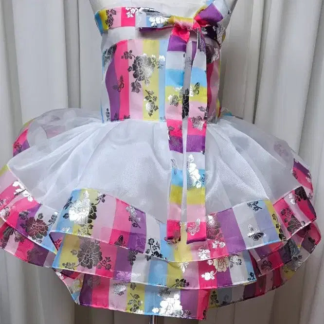 [BUNJANG] Sae-dong Hanbok Costume / 색동 한복.  장구. 난타북.  무대의상. 시스루. 몸판1겹.