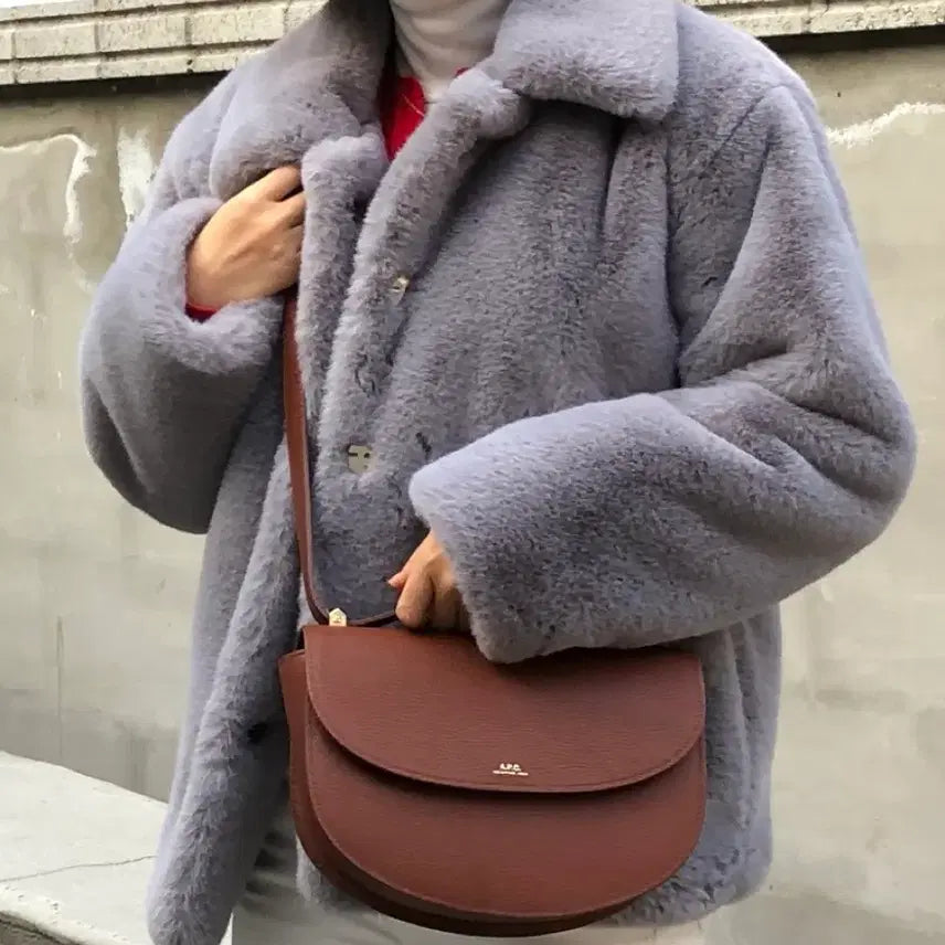 [BUNJANG] Gray Faux Fur Jacket / 그레이/ 회색 페이크퍼자켓