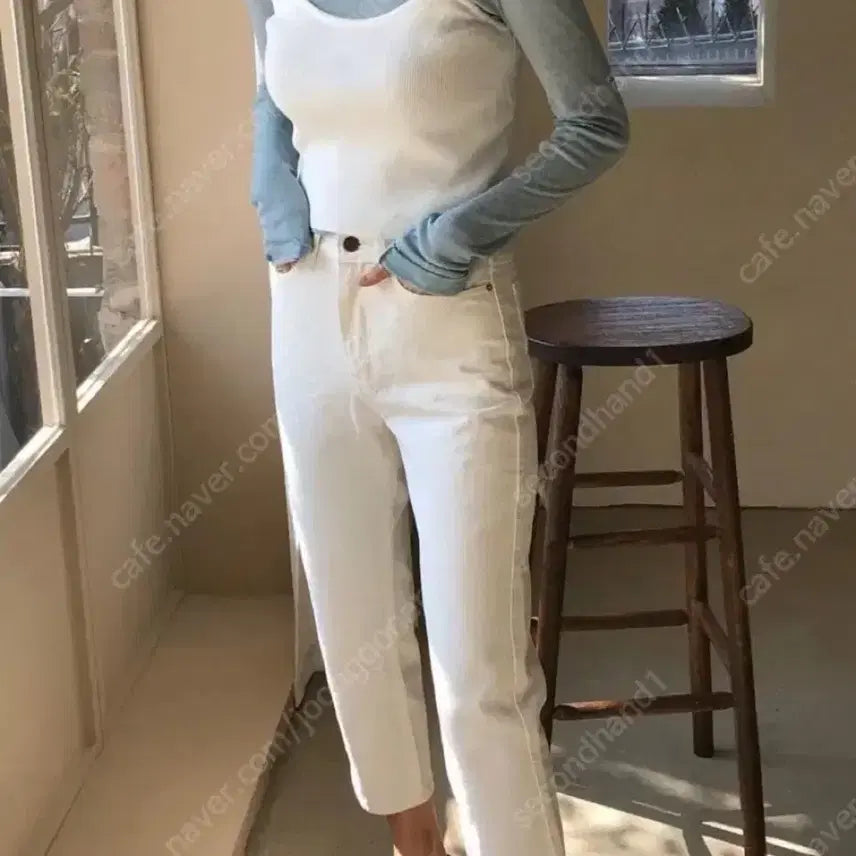 [BUNJANG] Code:U Slim White Denim Pants (Size S) / 코드유 슬림 화이트 데님 s