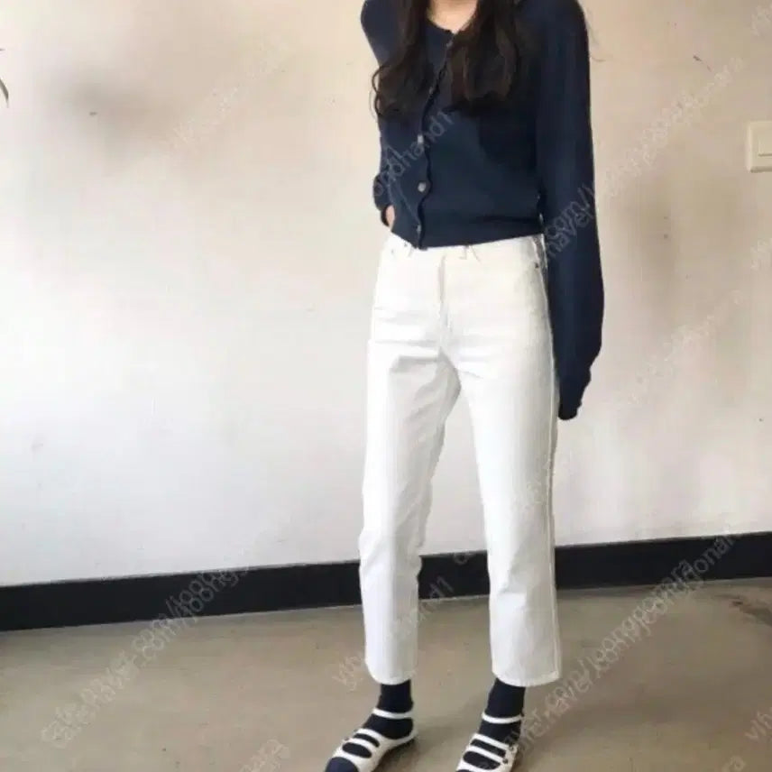 [BUNJANG] Code:U Slim White Denim Pants (Size S) / 코드유 슬림 화이트 데님 s