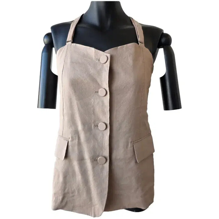 [BUNJANG] Beige Sleeveless Vest Jacket / 55-66)뷔스띠에 조끼자켓 /새제품