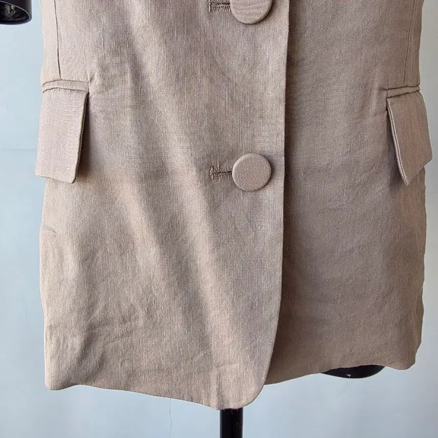 [BUNJANG] Beige Sleeveless Vest Jacket / 55-66)뷔스띠에 조끼자켓 /새제품