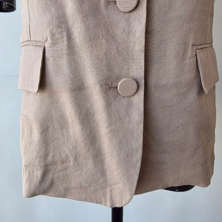 [BUNJANG] Beige Sleeveless Vest Jacket / 55-66)뷔스띠에 조끼자켓 /새제품