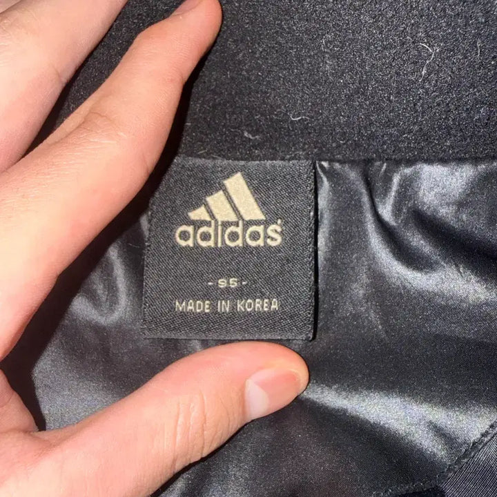 [BUNJANG] Adidas Black/Red Long Padded Jacket / 아디다스 삼선 롱패딩 블랙/레드