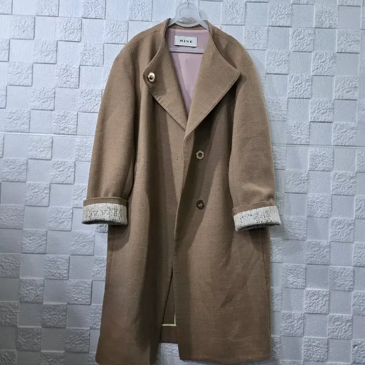 [BUNJANG] MINE Brown Long Coat / MINE 마인 브라운 롱 코트 하객룩 출근룩 입학식