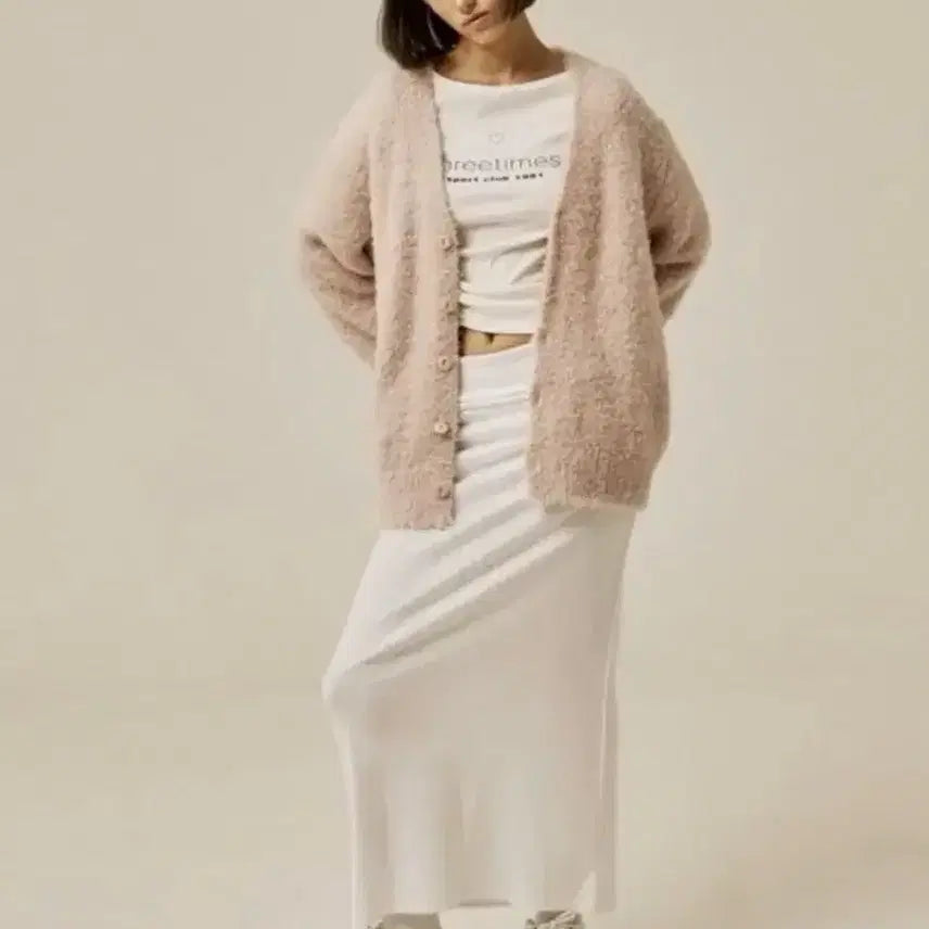 [BUNJANG] 3 Times Poodle Cardigan Pink Bolero Top / 쓰리타임즈 푸들가디건 핑크 쓰탐니트볼레로탑