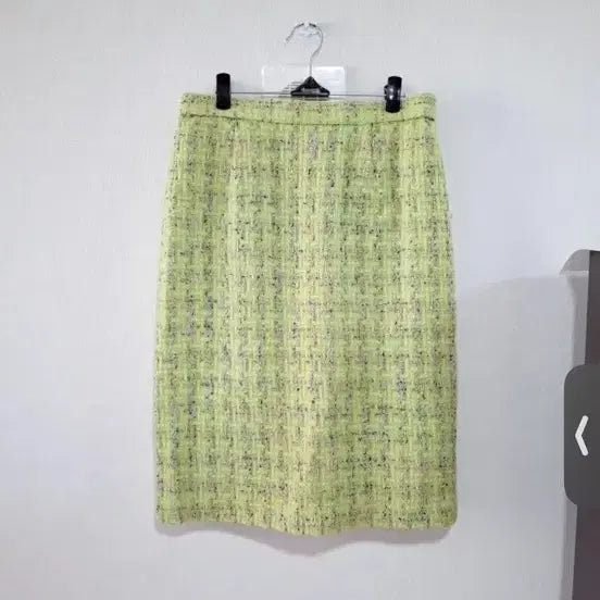 [BUNJANG] Tweed Skirt - Light Green, Size 66 / 트위드 스커트 연두색 66