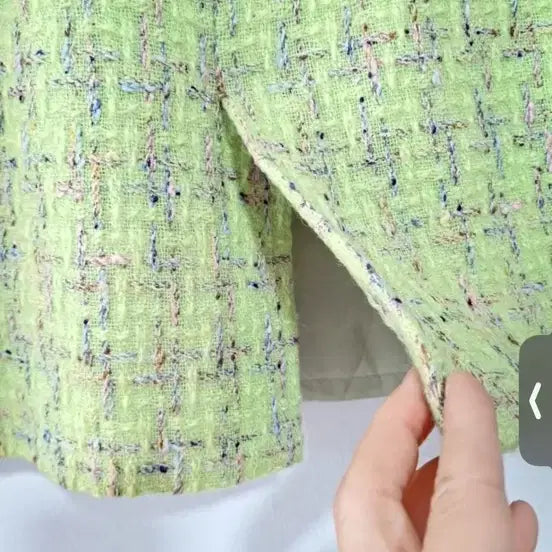 [BUNJANG] Tweed Skirt - Light Green, Size 66 / 트위드 스커트 연두색 66