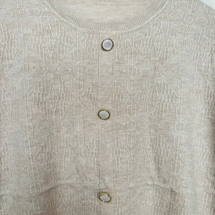 [BUNJANG] New Pearl Button Round Neck Knit Sweater / 신상 진주버튼 라운드넥 니트