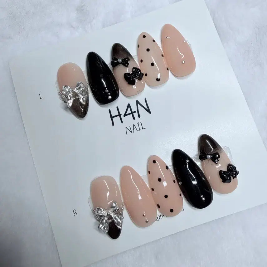 [BUNJANG] Nude Black Handmade Nail Tips / 누드블랙 수제네일팁