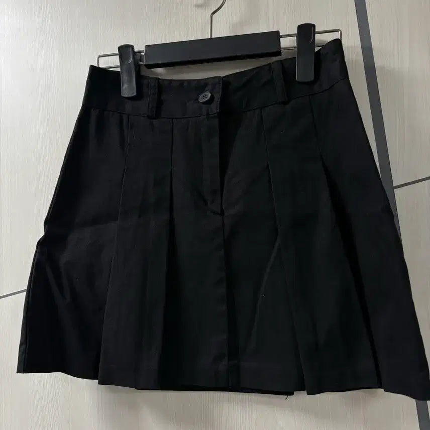[BUNJANG] Unbranded Black Pleated Mini Skirt S / 코튼 블랙 플리츠 미니스커트 S