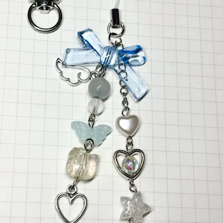 [BUNJANG] Balletcore Blue Angel Bead Keychain / 발레코어 블루 천사 비즈키링 핸드폰키링