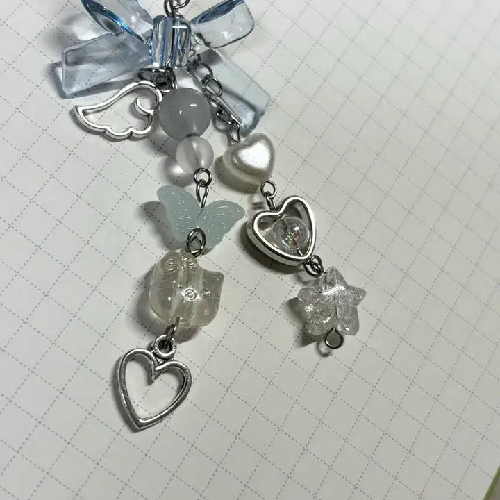 [BUNJANG] Balletcore Blue Angel Bead Keychain / 발레코어 블루 천사 비즈키링 핸드폰키링