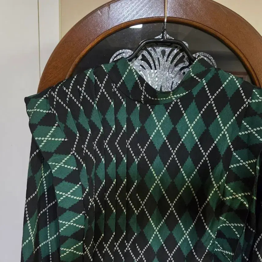 [BUNJANG] Egoist Argyle Check Long Dress (Size 66) / 에고이스트 아가일 체크 롱 원피스 (66)