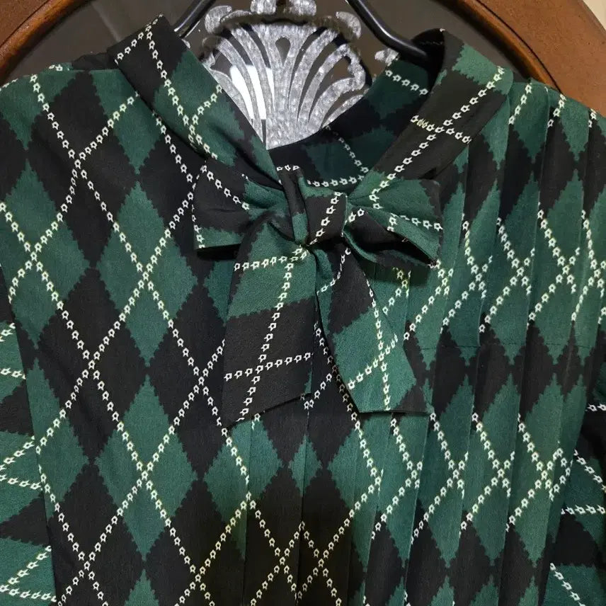 [BUNJANG] Egoist Argyle Check Long Dress (Size 66) / 에고이스트 아가일 체크 롱 원피스 (66)