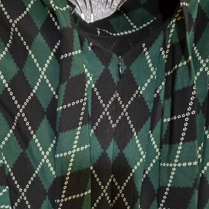 [BUNJANG] Egoist Argyle Check Long Dress (Size 66) / 에고이스트 아가일 체크 롱 원피스 (66)