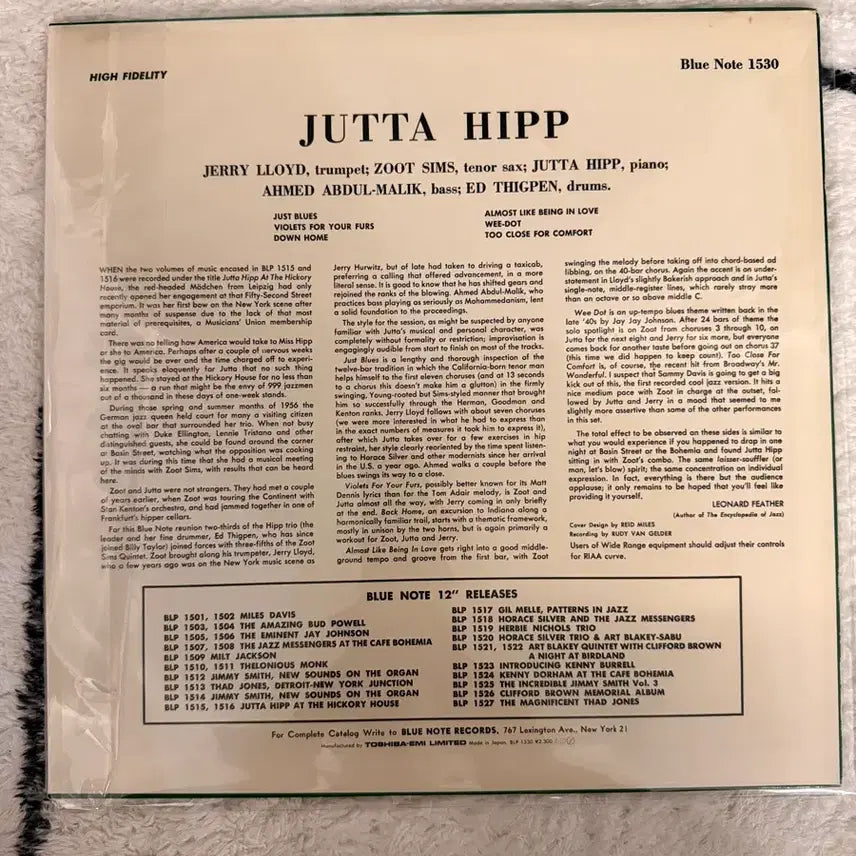 [BUNJANG] Blue Note BLP 1530 Jutta Hipp with Zoot Sims LP (Mono) / 블루노트 BLP 1530 Jutta Hipp with Zoot Sims