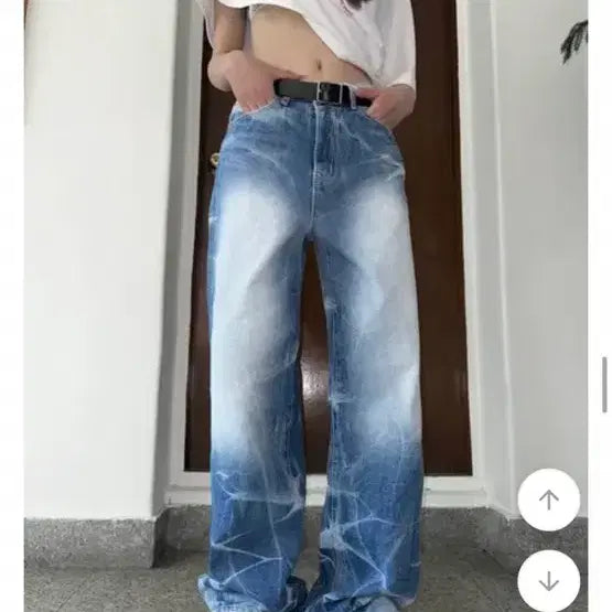 [BUNJANG] Ablley Marble Washing Denim Pants / 에이블리 마블 워싱 데님 팬츠