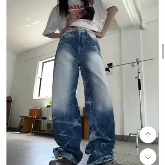 [BUNJANG] Ablley Marble Washing Denim Pants / 에이블리 마블 워싱 데님 팬츠