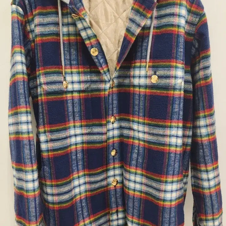 [BUNJANG] Celine Quilted Check Shirt Jacket / 셀린느 후드 퀼팅 체크 셔츠 자켓