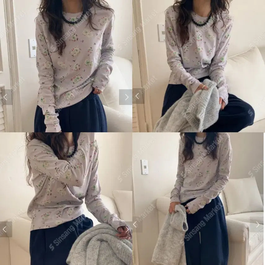 [BUNJANG] Vintage Floral Print Top / (새) 빈티지 플라워 티