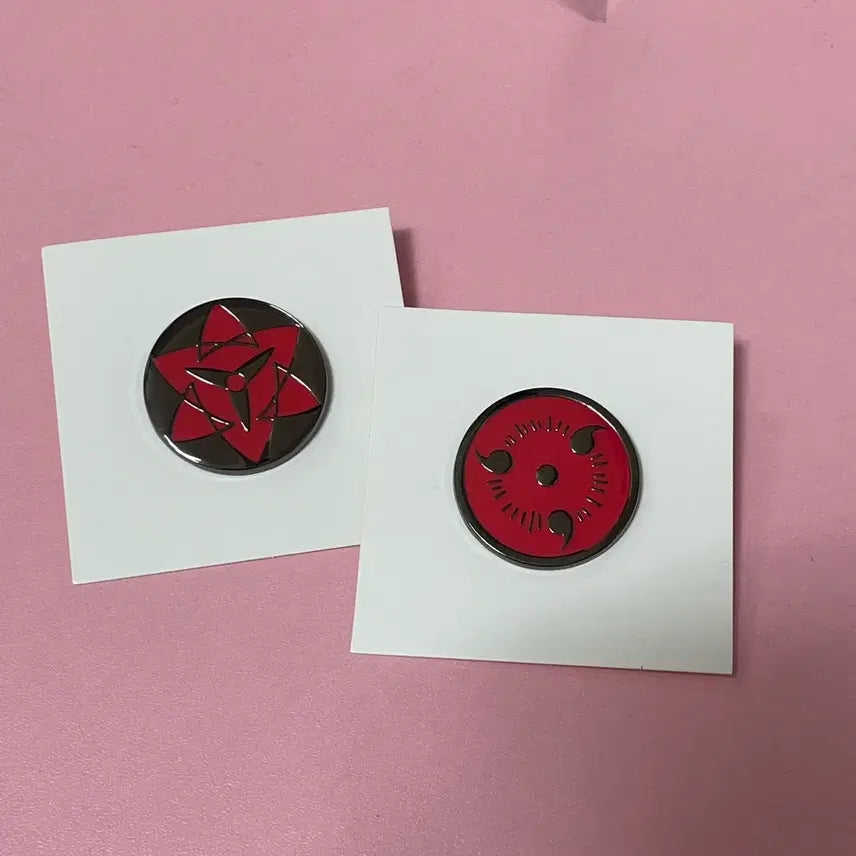[BUNJANG] Naruto Sharingan Pin Button Badges Uchiha Itachi Sasuke Bundle Set / 일괄) 나루토 사륜안 핀버튼 뱃지 우치하 이타치 사스케