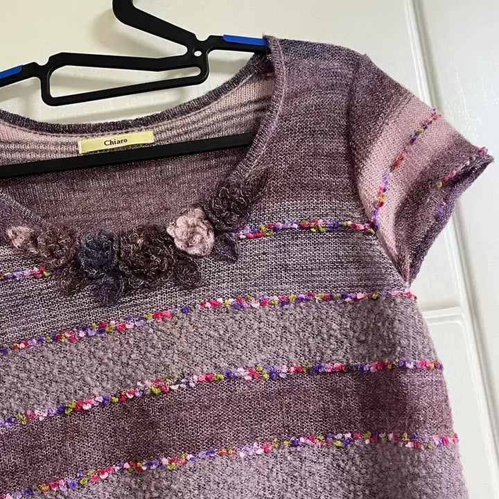 [BUNJANG] Vintage Floral Short Sleeve Knit Top / 빈티지 반팔 니트