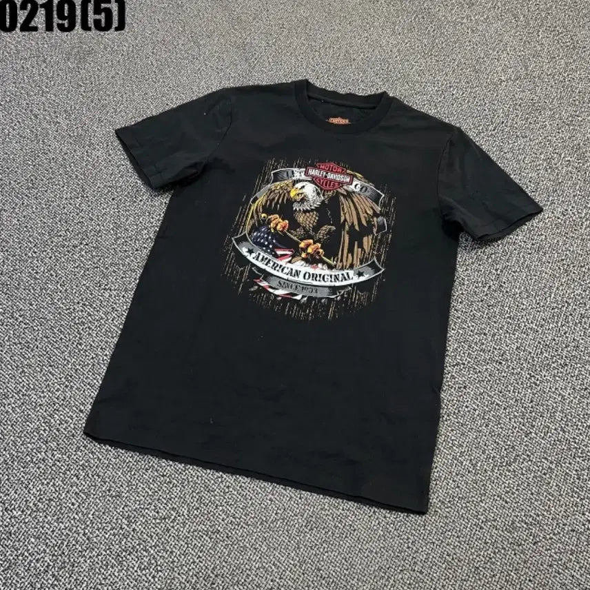 [BUNJANG] Harley-Davidson Eagle Print T-shirt / 할리데이비슨 블랙 반팔 티셔츠 독수리 프린팅xs 0219