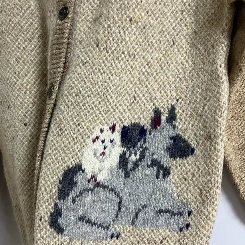 [BUNJANG] Vintage Dog Pattern Knit Cardigan / 빈티지 강아지가디건