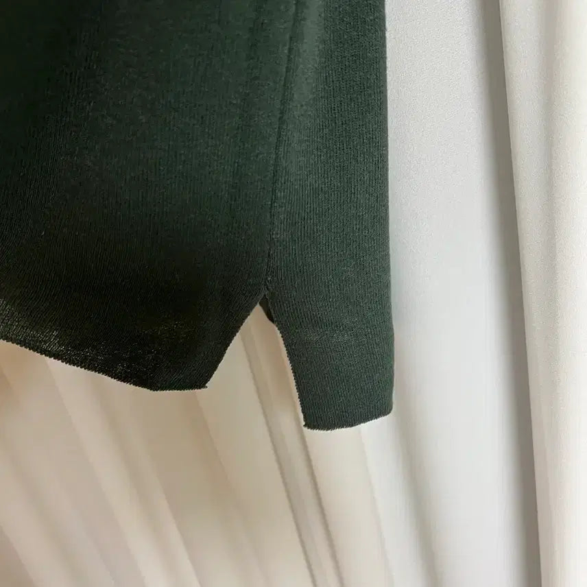 [BUNJANG] Recob Green Collar Knit Top / 레코브 그린 카라넥 반팔니트