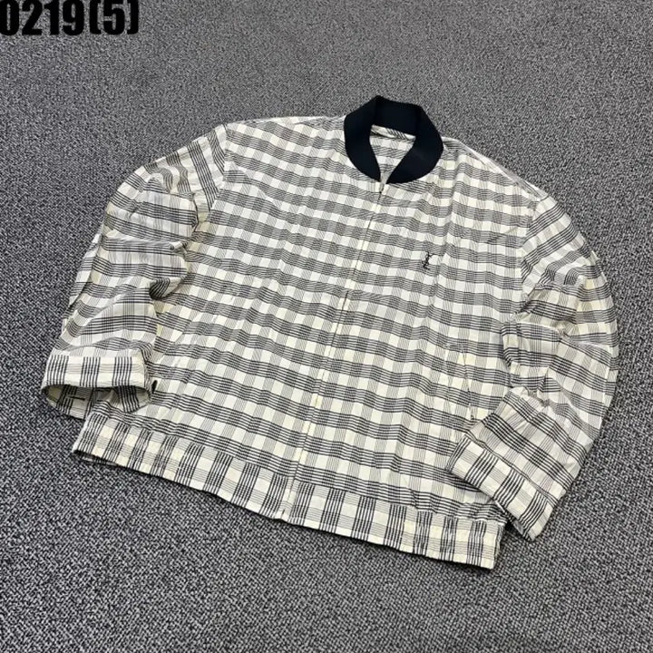 [BUNJANG] Yves Saint Laurent Check Pattern Bomber Jacket / 입생로랑 체크 패턴 봄버 자켓100 0219
