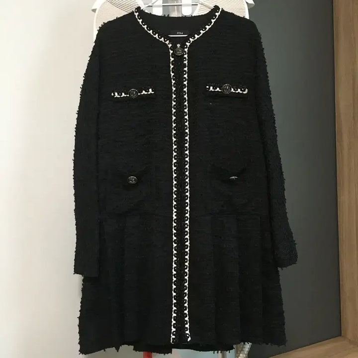 [BUNJANG] Ozcece 22 Pleated Block Tweed Dress / 한섬 오즈세컨 22 플리츠 블록 트위드 원피스 (55)