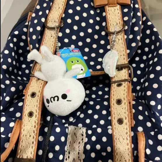 [BUNJANG] Navy Dot Mori Girl Backpack / 네이비 도트 모리걸 백팩