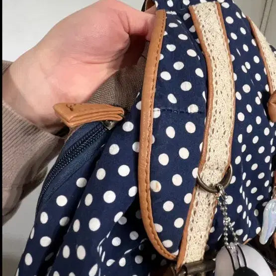 [BUNJANG] Navy Dot Mori Girl Backpack / 네이비 도트 모리걸 백팩