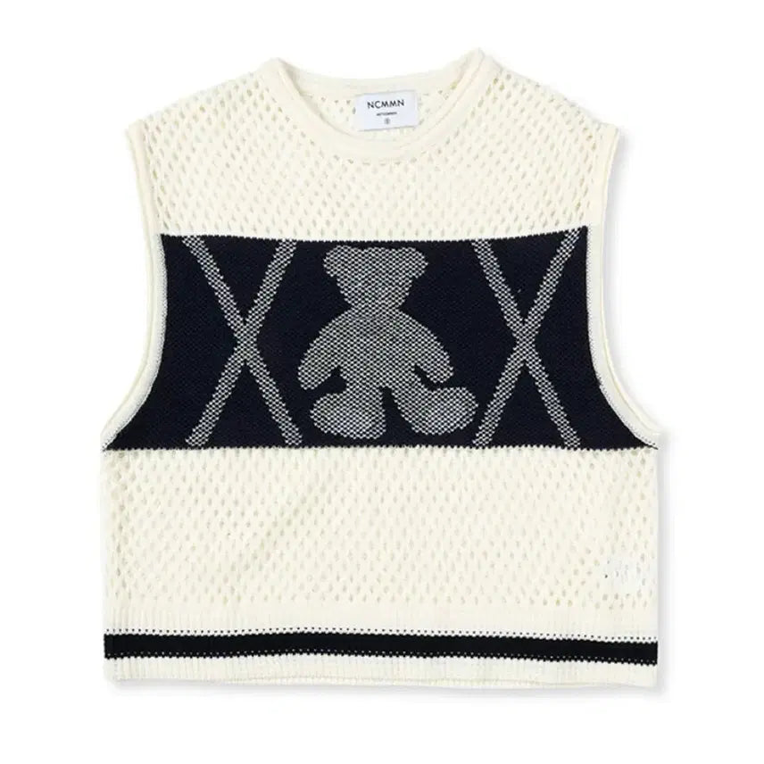 [BUNJANG] Noicocommon Bear Net Knit Vest S / [노이커먼] 베어 네트 니트 베스트 S
