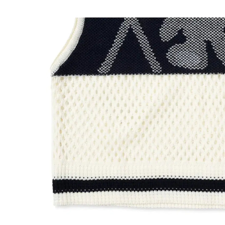 [BUNJANG] Noicocommon Bear Net Knit Vest S / [노이커먼] 베어 네트 니트 베스트 S