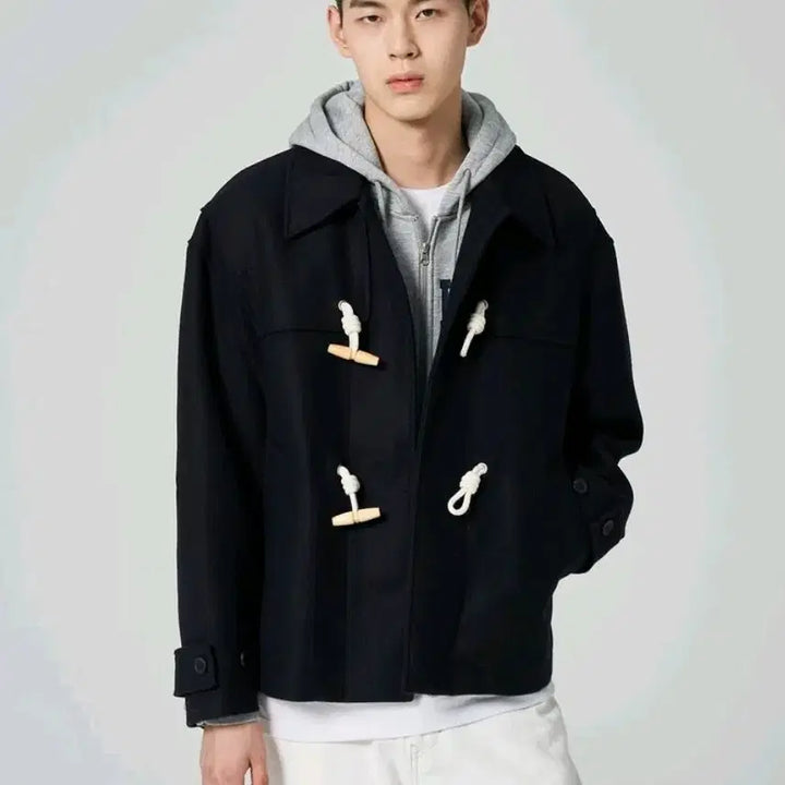 [BUNJANG] 8seconds Wool Blend Short Duffle Coat (Navy, M) / 에잇세컨즈 울 블렌디드 숏 더플코트 네이비(m)-판매중!