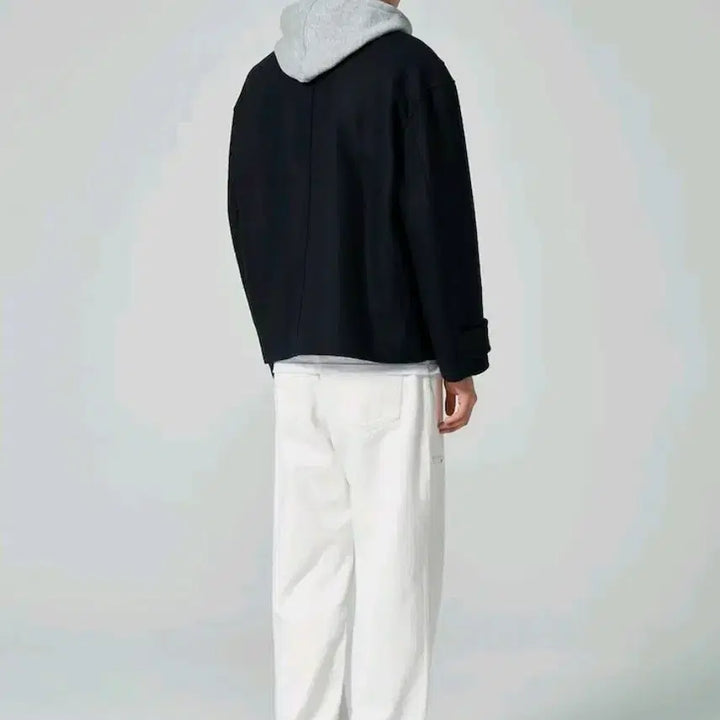 [BUNJANG] 8seconds Wool Blend Short Duffle Coat (Navy, M) / 에잇세컨즈 울 블렌디드 숏 더플코트 네이비(m)-판매중!