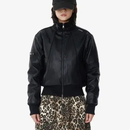 [BUNJANG] AKMU High Neck Leather Jacket / 아캄 하이넥 레더 자켓