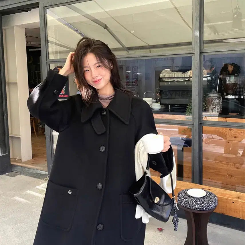 [BUNJANG] Lookast Half Coat Black / 룩캐스트 하프코트 블랙