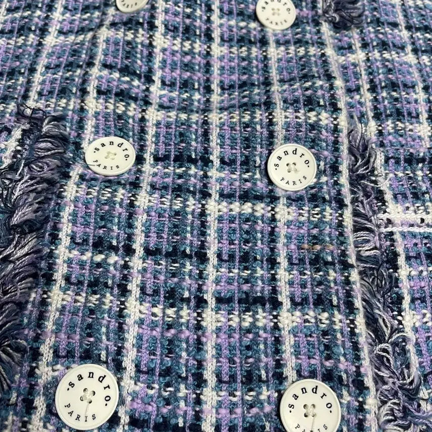 [BUNJANG] Sandro Blue Check Tweed Mini Dress / 산드로 블루 체크 트위드 반팔 원피스 34사이즈