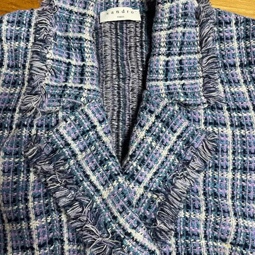 [BUNJANG] Sandro Blue Check Tweed Mini Dress / 산드로 블루 체크 트위드 반팔 원피스 34사이즈