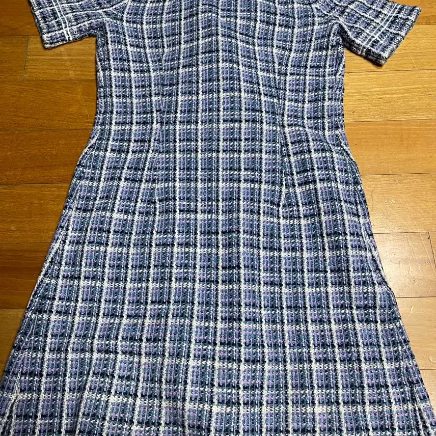 [BUNJANG] Sandro Blue Check Tweed Mini Dress / 산드로 블루 체크 트위드 반팔 원피스 34사이즈