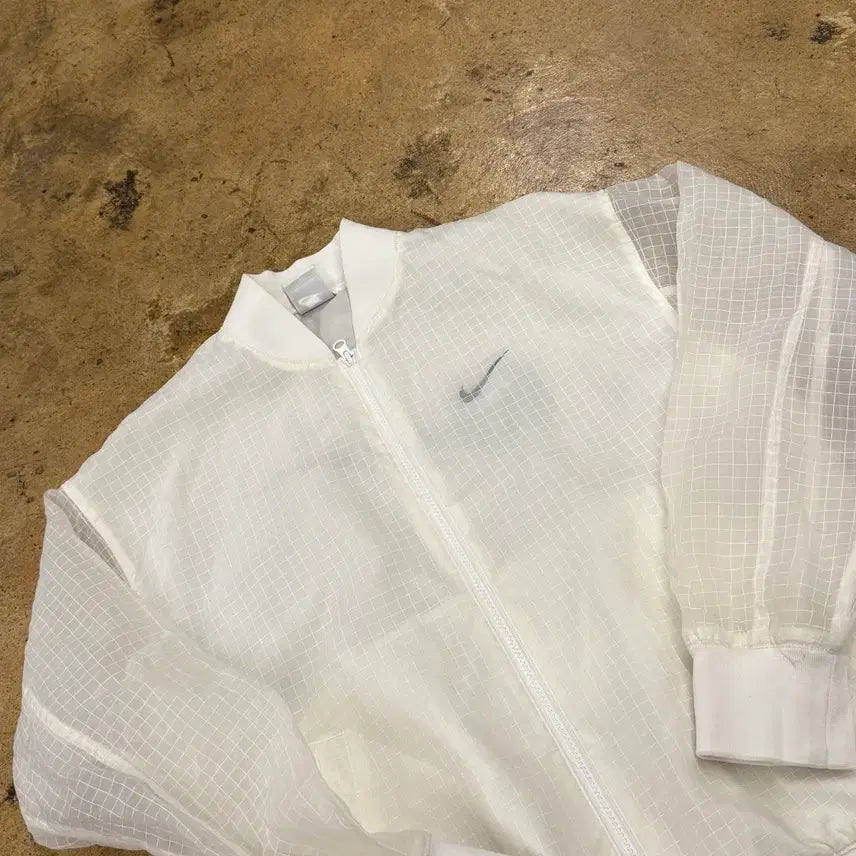 [BUNJANG] Nike Sheer White Bomber Jacket / [정품/S] 나이키 시스루 화이트 봄버 자켓