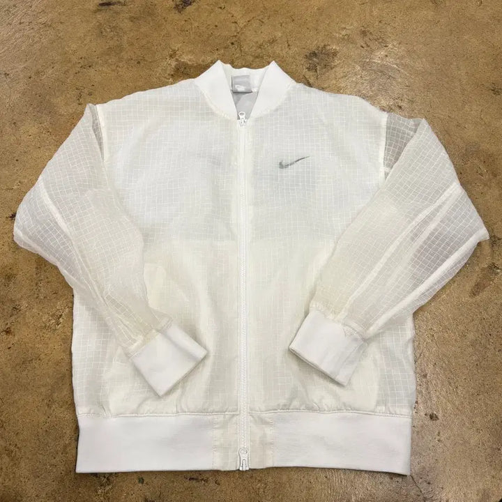 [BUNJANG] Nike Sheer White Bomber Jacket / [정품/S] 나이키 시스루 화이트 봄버 자켓